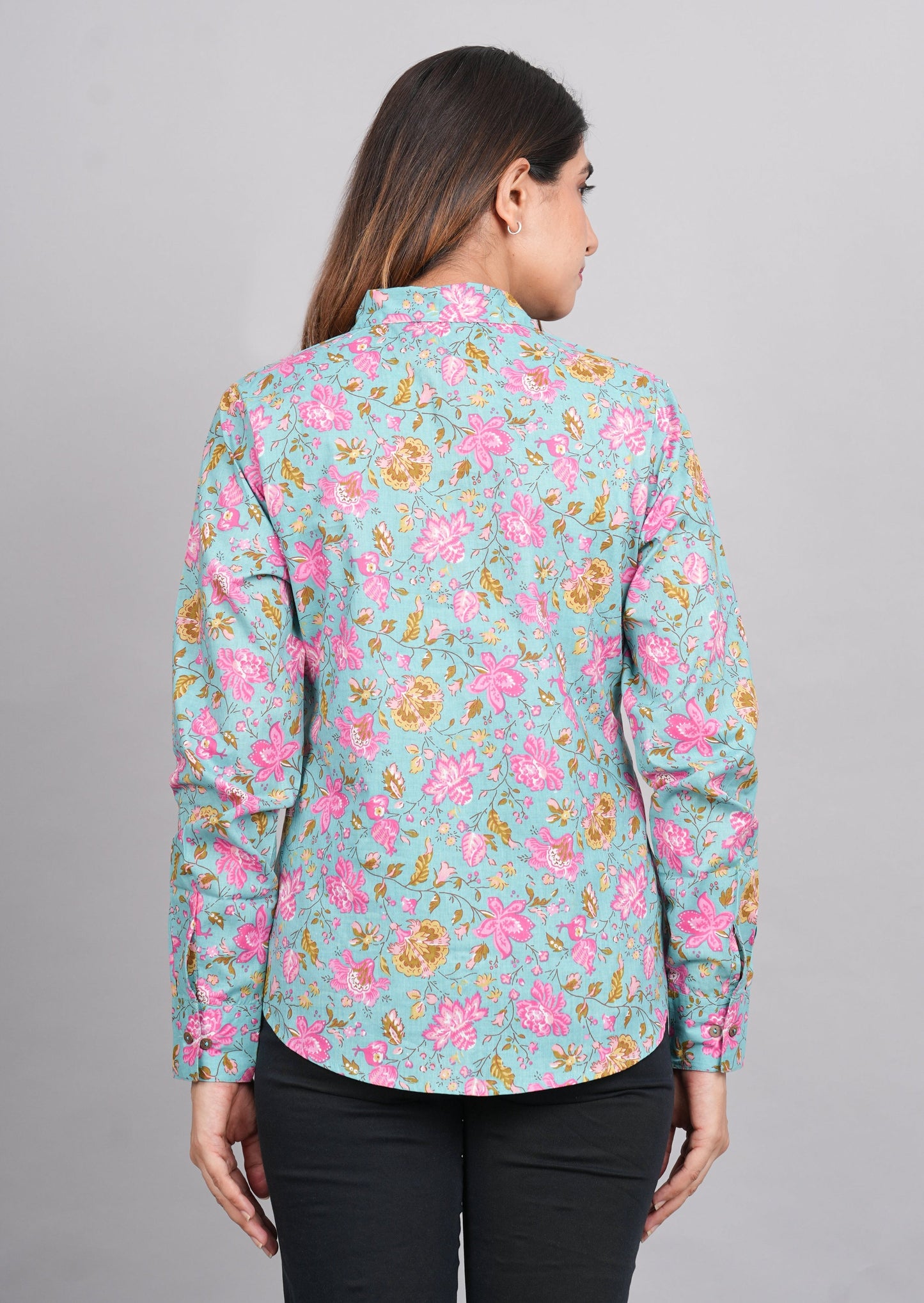 House of RP Women's Green Cotton Floral Printed Casual Shirt | Swadesiicart