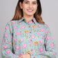 House of RP Women's Green Cotton Floral Printed Casual Shirt | Swadesiicart