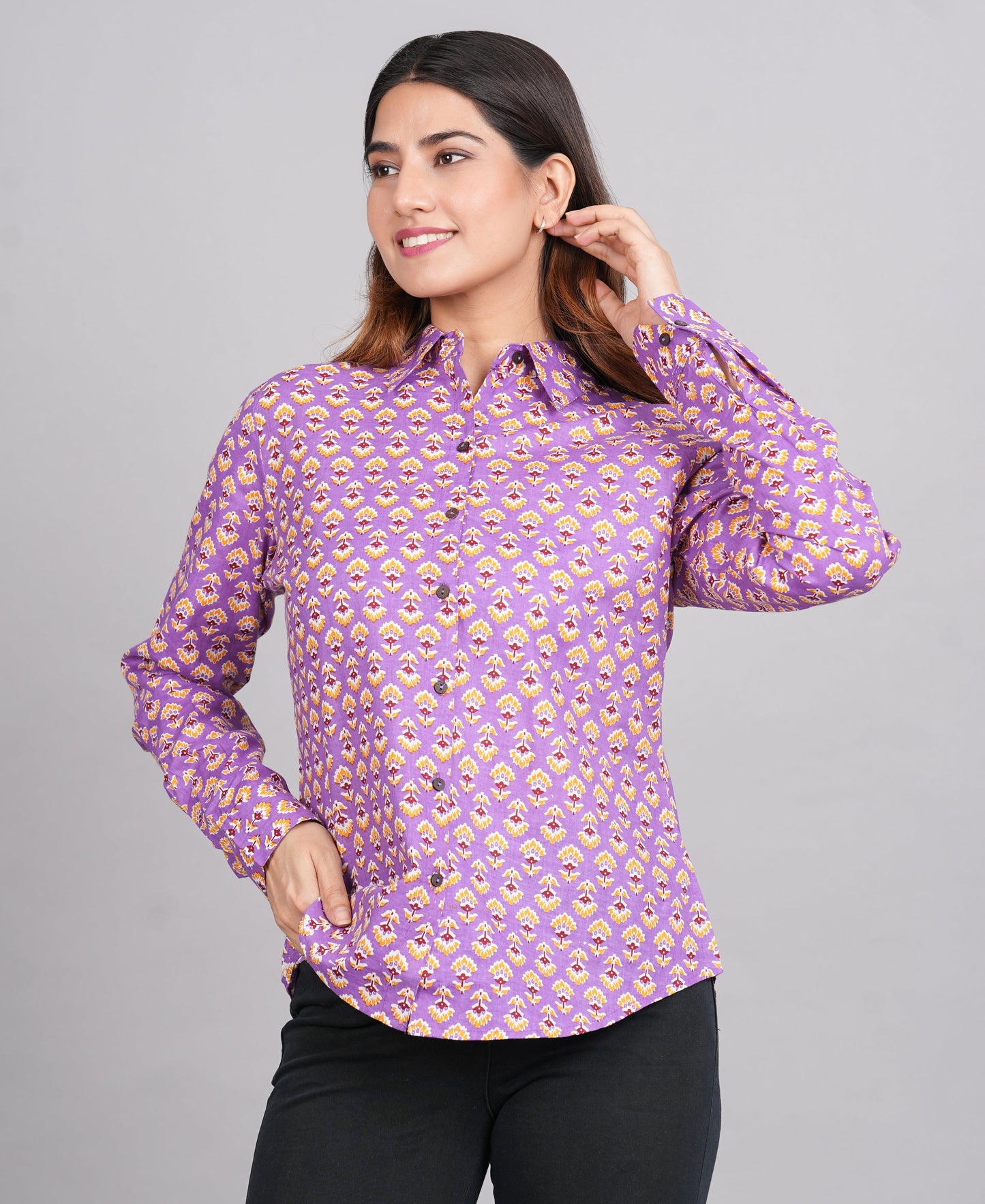 House of RP Women's Pink Cotton Floral Printed Casual Shirt | Swadesiicart