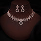 Tehzeeb Creations Shimmering Rose Gold Polished Ad Studded Necklace Jewellery Set With Matching Earrings For Women And Girls - Swadesiicart