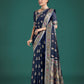 Monjolika Fashion Blue Color Festival Wear Banarasi Satin Silk Designer Zari Weaving Saree | Swadesiicart