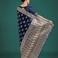 Monjolika Fashion Blue Color Festival Wear Banarasi Satin Silk Designer Zari Weaving Saree | Swadesiicart