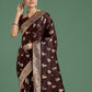 Monjolika Fashion Maroon Color Festival Wear Banarasi Satin Silk Designer Zari Weaving Saree | Swadesiicart