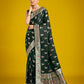 Monjolika Fashion Dark Green Color Festival Wear Banarasi Satin Silk Designer Zari Weaving Saree | Swadesiicart