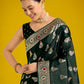 Monjolika Fashion Dark Green Color Festival Wear Banarasi Satin Silk Designer Zari Weaving Saree | Swadesiicart