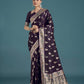 Monjolika Fashion Purple Color Festival Wear Banarasi Satin Silk Designer Zari Weaving Saree | Swadesiicart