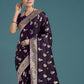 Monjolika Fashion Purple Color Festival Wear Banarasi Satin Silk Designer Zari Weaving Saree | Swadesiicart