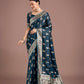 Monjolika Fashion Teal Color Festival Wear Banarasi Satin Silk Designer Zari Weaving Saree | Swadesiicart