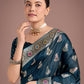 Monjolika Fashion Teal Color Festival Wear Banarasi Satin Silk Designer Zari Weaving Saree | Swadesiicart