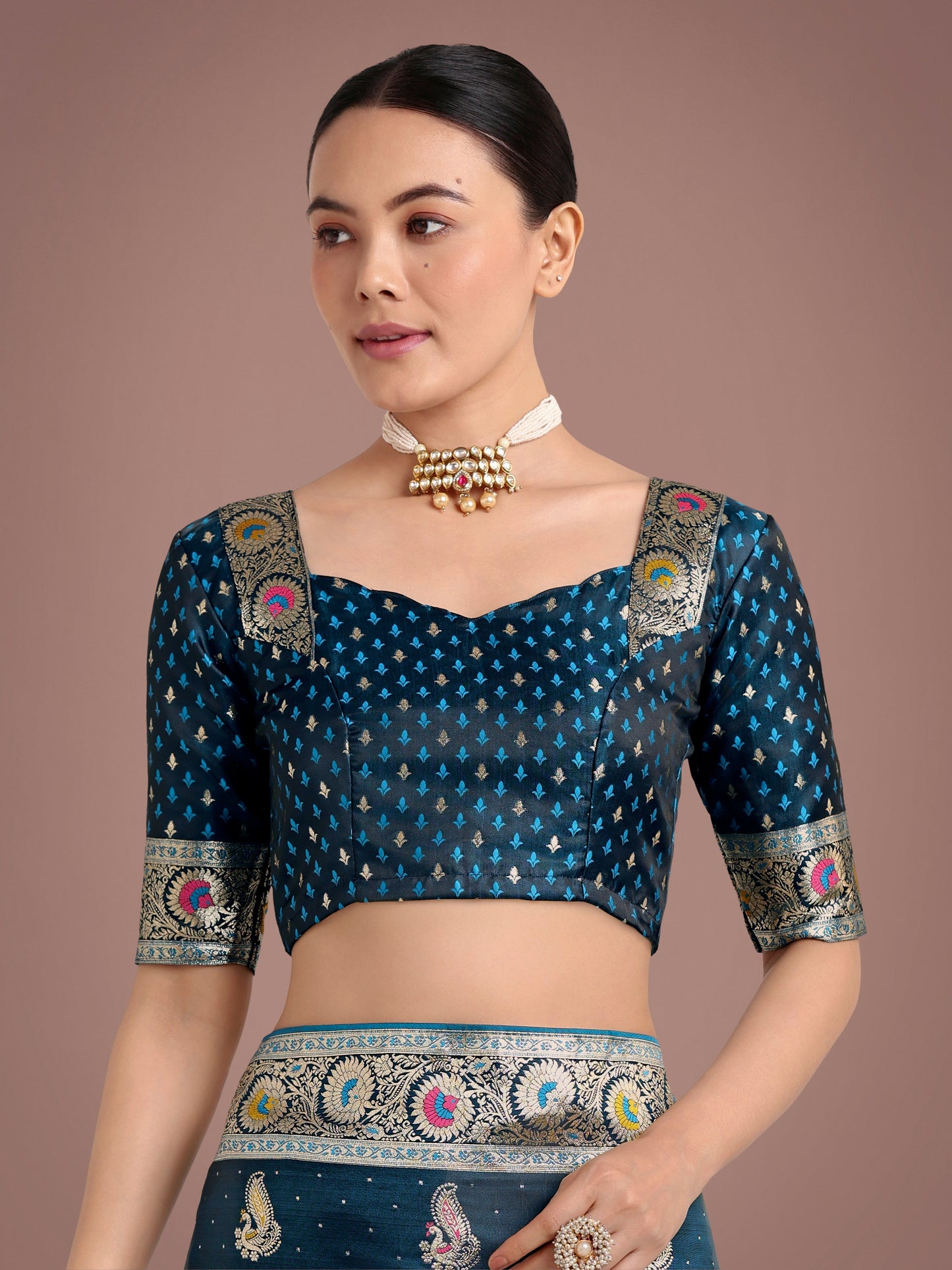 Monjolika Fashion Teal Color Festival Wear Banarasi Satin Silk Designer Zari Weaving Saree | Swadesiicart
