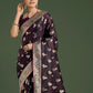 Monjolika Fashion Wine Color Festival Wear Banarasi Satin Silk Designer Zari Weaving Saree | Swadesiicart