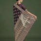Monjolika Fashion Wine Color Festival Wear Banarasi Satin Silk Designer Zari Weaving Saree | Swadesiicart