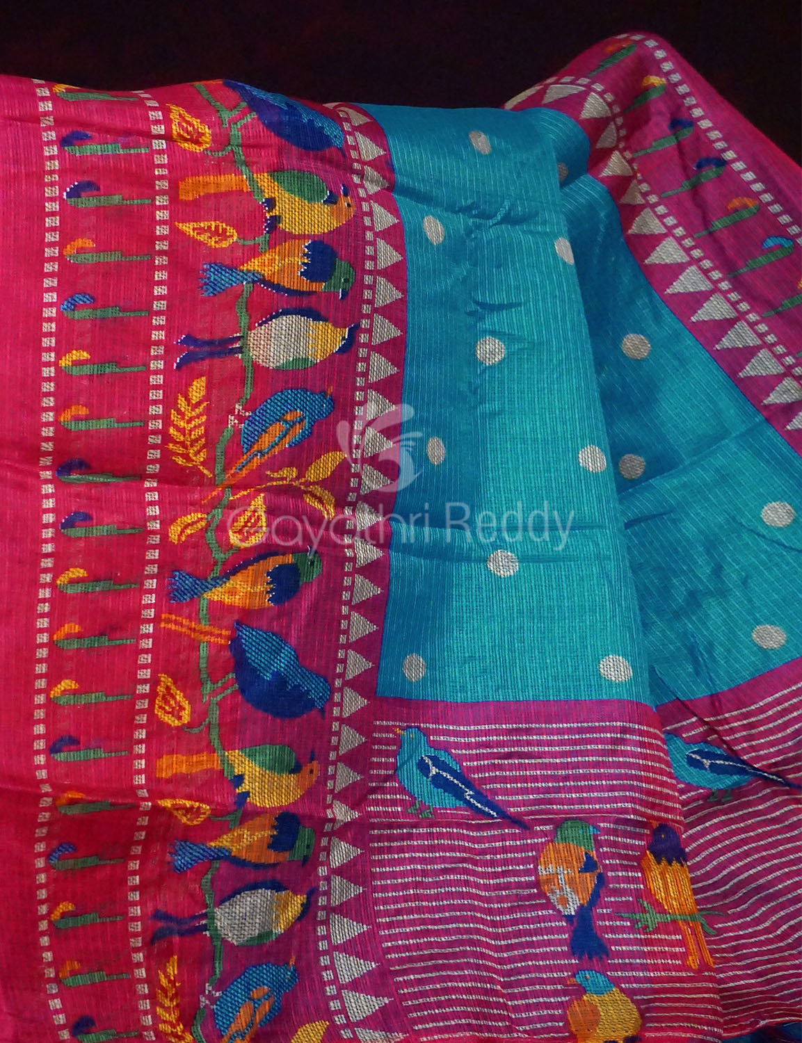 Rama Green Geometrical Design Semi Soft Silk Kota Saree By Gayathri Reddy Designer Studio | Swadesiicart