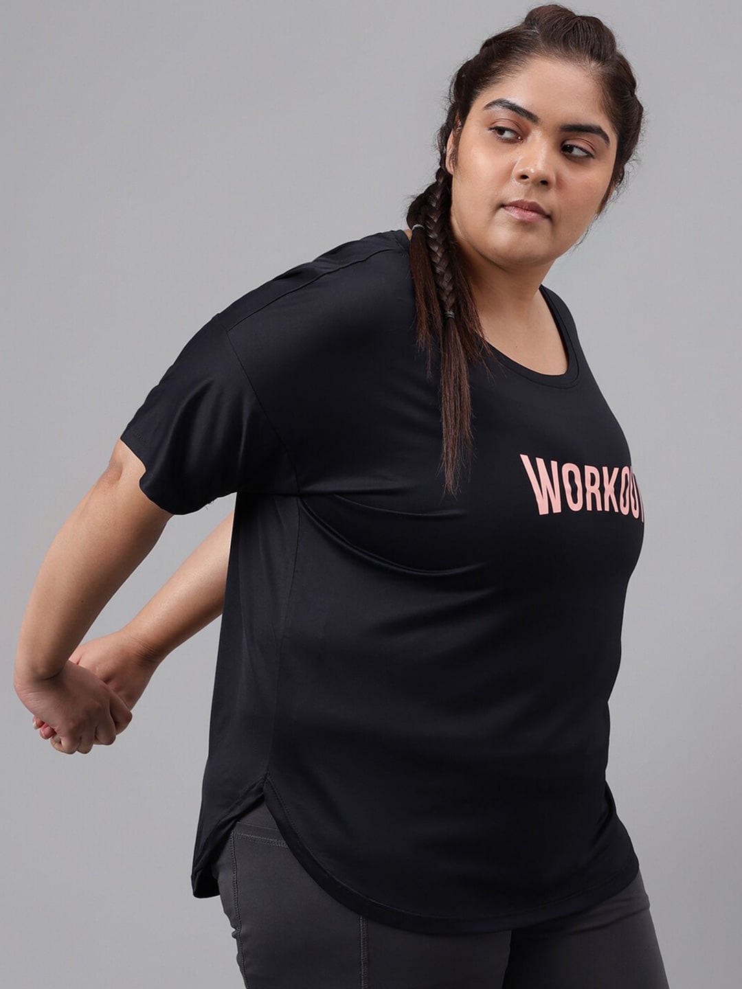 MKH Plus Size Typography Printed Dri-FIT T-shirt - Swadesiicart