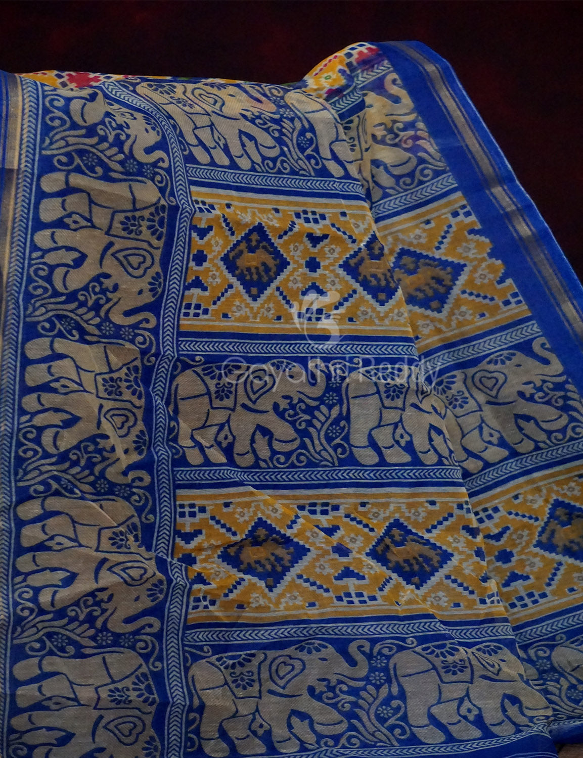 Yellow Colour All Over Print Semi Chanderi Saree By Gayathri Reddy Designer Studio | Swadesiicart