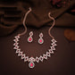 Tehzeeb Creations Pink Colour Ad Studded Necklace Jewellery Set With Matching Earrings For Women And Girls - Swadesiicart