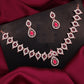 Tehzeeb Creations Pink Colour Ad Studded Necklace Jewellery Set With Matching Earrings For Women And Girls - Swadesiicart