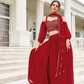 Anaita Red Georgette Lehenga Choli With Sequence & Thread Work