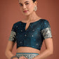 Monjolika Fashion Dark Teal Banarasi Satin Silk Saree with Intricate Zari Work with Rich Weaving Pattern | Swadesiicart