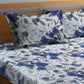 BOMBAY DYEING Blue & White Floral Cotton 144 TC King Bedsheet With 2 Pillow Covers - Swadesiicart