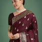 Monjolika Fashion Maroon Banarasi Satin Silk Saree with Intricate Zari Work with Rich Weaving Pattern | Swadesiicart