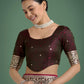 Monjolika Fashion Maroon Banarasi Satin Silk Saree with Intricate Zari Work with Rich Weaving Pattern | Swadesiicart
