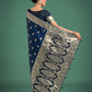 Monjolika Fashion Blue Banarasi Satin Silk Saree with Intricate Zari Work with Rich Weaving Pattern | Swadesiicart