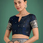 Monjolika Fashion Blue Banarasi Satin Silk Saree with Intricate Zari Work with Rich Weaving Pattern | Swadesiicart