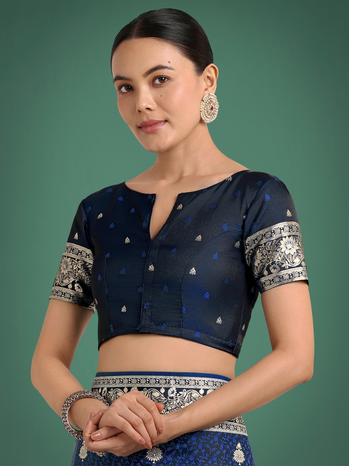Monjolika Fashion Blue Banarasi Satin Silk Saree with Intricate Zari Work with Rich Weaving Pattern | Swadesiicart