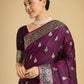 Monjolika Fashion Wine Banarasi Satin Silk Saree with Intricate Zari Work with Rich Weaving Pattern | Swadesiicart