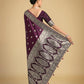 Monjolika Fashion Wine Banarasi Satin Silk Saree with Intricate Zari Work with Rich Weaving Pattern | Swadesiicart
