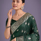 Monjolika Fashion Dark Green Banarasi Satin Silk Saree with Intricate Zari Work with Rich Weaving Pattern | Swadesiicart