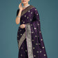 Monjolika Fashion Purple Banarasi Satin Silk Saree with Intricate Zari Work with Rich Weaving Pattern | Swadesiicart