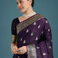 Monjolika Fashion Purple Banarasi Satin Silk Saree with Intricate Zari Work with Rich Weaving Pattern | Swadesiicart