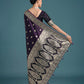 Monjolika Fashion Purple Banarasi Satin Silk Saree with Intricate Zari Work with Rich Weaving Pattern | Swadesiicart