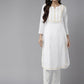 ADA Ethnic Motifs Embroidered Chikankari White Romance Kurta | Swadesiicart