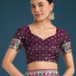 Monjolika Fashion Wine With Gold Bordar Banarasi Zari Woven Satin Saree | Swadesiicart