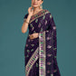 Monjolika Fashion Purple With Gold Bordar Banarasi Zari Woven Satin Saree | Swadesiicart