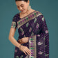 Monjolika Fashion Purple With Gold Bordar Banarasi Zari Woven Satin Saree | Swadesiicart