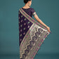 Monjolika Fashion Purple With Gold Bordar Banarasi Zari Woven Satin Saree | Swadesiicart