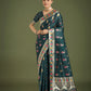Monjolika Fashion Teal With Gold Bordar Banarasi Zari Woven Satin Saree | Swadesiicart