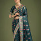 Monjolika Fashion Teal With Gold Bordar Banarasi Zari Woven Satin Saree | Swadesiicart