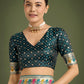 Monjolika Fashion Teal With Gold Bordar Banarasi Zari Woven Satin Saree | Swadesiicart