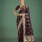 Monjolika Fashion Maroon With Gold Bordar Banarasi Zari Woven Satin Saree | Swadesiicart