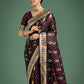 Monjolika Fashion Maroon With Gold Bordar Banarasi Zari Woven Satin Saree | Swadesiicart