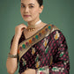 Monjolika Fashion Maroon With Gold Bordar Banarasi Zari Woven Satin Saree | Swadesiicart