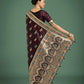 Monjolika Fashion Maroon With Gold Bordar Banarasi Zari Woven Satin Saree | Swadesiicart