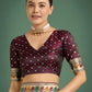Monjolika Fashion Maroon With Gold Bordar Banarasi Zari Woven Satin Saree | Swadesiicart