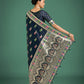 Monjolika Fashion Dark blue With Gold Bordar Banarasi Zari Woven Satin Saree | Swadesiicart