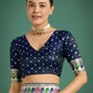Monjolika Fashion Dark blue With Gold Bordar Banarasi Zari Woven Satin Saree | Swadesiicart